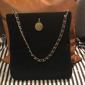 Henri Bendel versatile black bag with gold chain hardware!